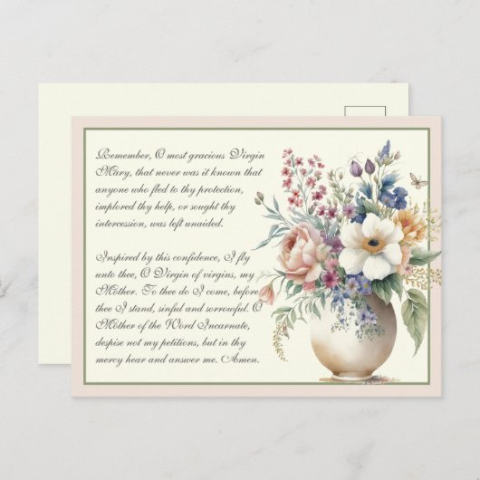 Blumengebet zur Jungfrau Mary Postkarte (Vorne/Hinten)