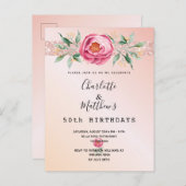 Blumengebirge Rose Gold Glitzer zwei Personen Postkarte (Vorne/Hinten)