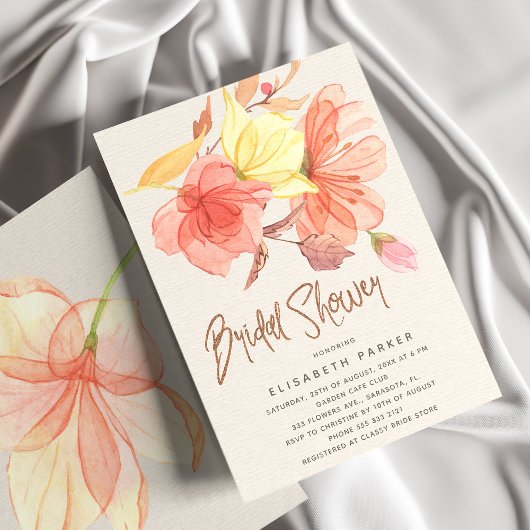 Blumengebirge Sommerorange Brautparty Einladung