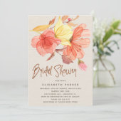 Blumengebirge Sommerorange Brautparty Einladung (Stehend Vorderseite)
