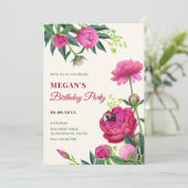 Blumengebläse Geburtstag Einladung (Stehend Vorderseite)