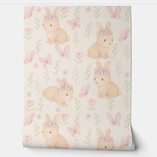 Blumengeblasenes Kinderzimmer-Tapete - Weichrosa Tapete (Abrollen)