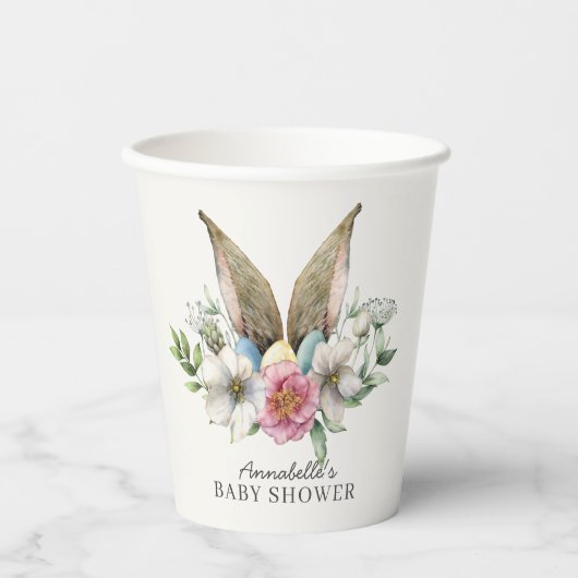 Blumengeblasenes Ohr Babyduschpapier Pappbecher (Vorderseite)