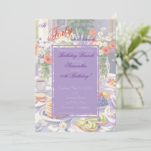 Blumengeburt Brunch Einladung (Stehend Vorderseite)