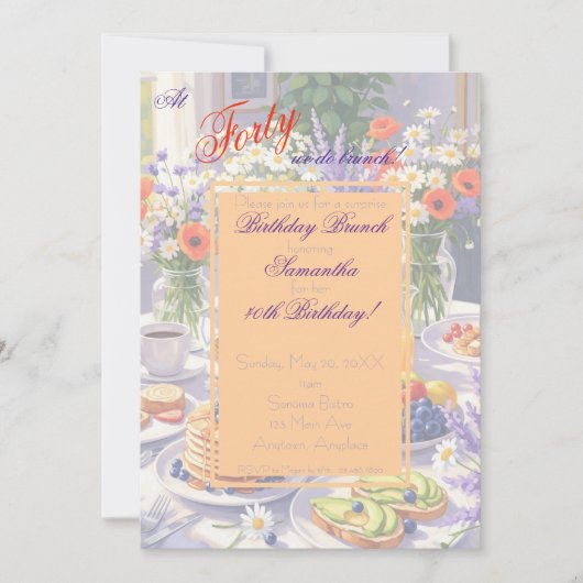 Blumengeburt Brunch Einladung (Vorderseite)