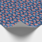 Blumengeburt der Peach Navy Geschenkpapier (Ecke)