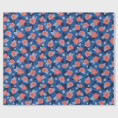 Blumengeburt der Peach Navy Geschenkpapier (Flach)