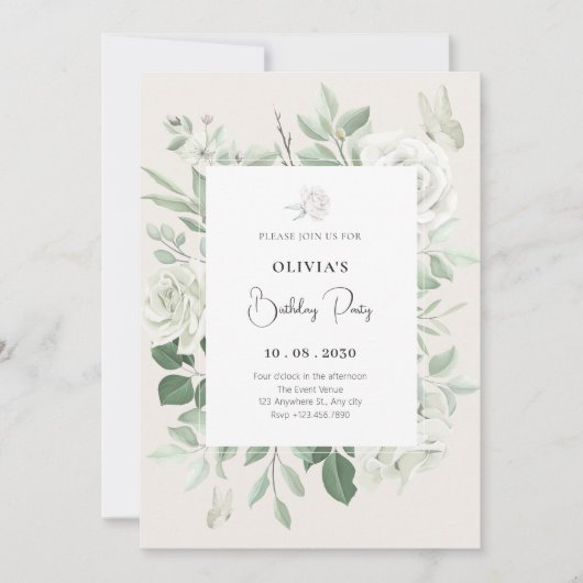 Blumengeburt Einladung (Vorderseite)