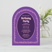 Blumengeburt Einladung Pink Lila Arch (Stehend Vorderseite)