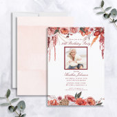 Blumengeburt in jedem Alter Terrakotta Foto Einladung