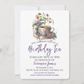 Blumengeburt Tee Party Einladung (Vorderseite)