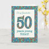 Blumengeburtenkarte, Großmutter, 50 Jahre jung Karte (Gelbe Blume)