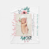 Blumengeburts-Mitteilung mit Bibel-Vers Fleecedecke (Vorderseite)