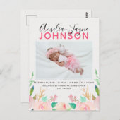 Blumengeburtsankündigung Foto Postkarte (Vorne/Hinten)