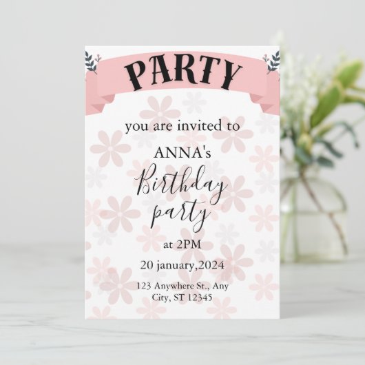 Blumengeburtseinladung Einladung (Stehend Vorderseite)