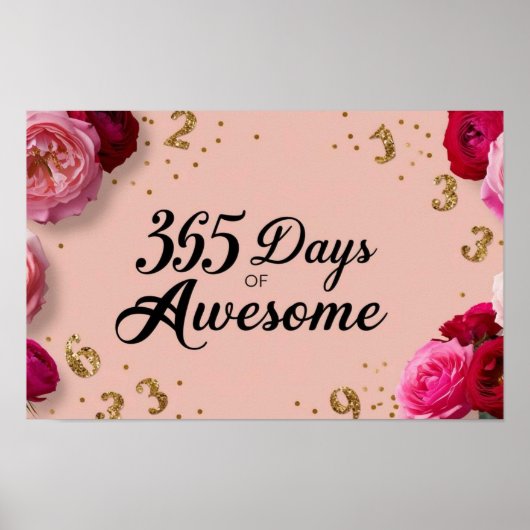 Blumengeburtstag Countdown rosa Poster (Vorne)