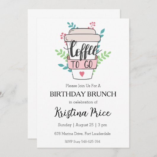 Blumengeburtstagsfeier Einladung (Vorne/Hinten)