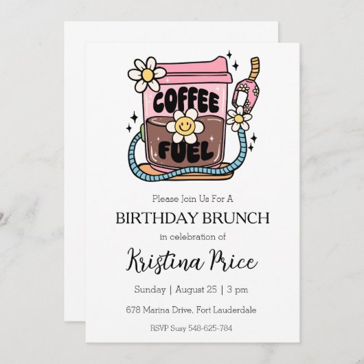 Blumengeburtstagsfeier Einladung (Vorne/Hinten)