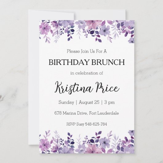 Blumengeburtstagsfeier Einladung (Vorderseite)