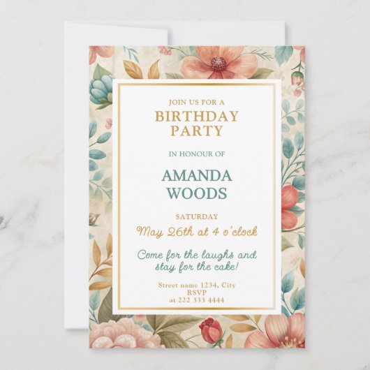 Blumengeburtstagsfeier Einladung (Vorderseite)