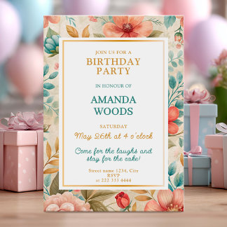 Blumengeburtstagsfeier Einladung