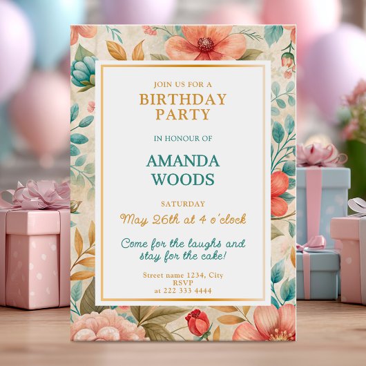 Blumengeburtstagsfeier Einladung