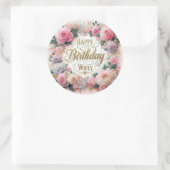 Blumengeburtstich zur Ehefrau Runder Aufkleber (Tasche)
