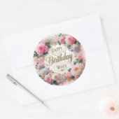Blumengeburtstich zur Ehefrau Runder Aufkleber (Umschlag)