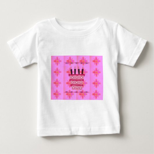 Blumengeburtstorte für Ihre/Mädchen Kunstdrucken Baby T-shirt (Vorderseite)