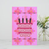 Blumengeburtstorte für Ihre/Mädchen Kunstdrucken Briefpapier (Stehend Vorderseite)