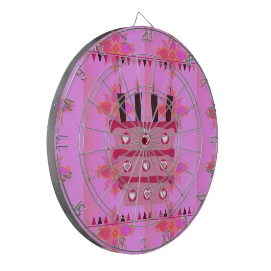 Blumengeburtstorte für Ihre/Mädchen Kunstdrucken Dartscheibe (Vorderseite Links)