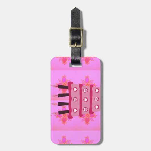 Blumengeburtstorte für Ihre/Mädchen Kunstdrucken Gepäckanhänger (Vorderseite vertikal)
