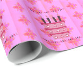 Blumengeburtstorte für Ihre/Mädchen Kunstdrucken Geschenkpapier (Rolleneckpunkt)