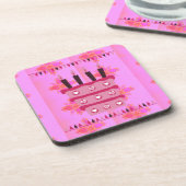 Blumengeburtstorte für Ihre/Mädchen Kunstdrucken Getränkeuntersetzer (Linke Seite)