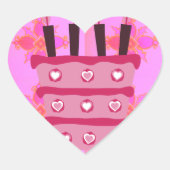 Blumengeburtstorte für Ihre/Mädchen Kunstdrucken Herz-Aufkleber (Vorderseite)