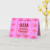 Blumengeburtstorte für Ihre/Mädchen Kunstdrucken Karte (Gelbe Blume)