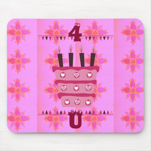 Blumengeburtstorte für Ihre/Mädchen Kunstdrucken Mousepad (Vorne)