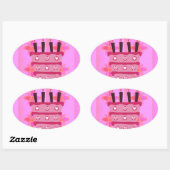 Blumengeburtstorte für Ihre/Mädchen Kunstdrucken Ovaler Aufkleber (Blatt)