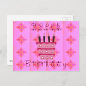 Blumengeburtstorte für Ihre/Mädchen Kunstdrucken Postkarte (Vorne/Hinten)
