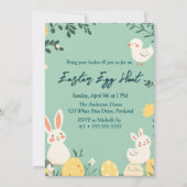 Blumengebüsch und Eier Grüne Ostereierjagd Einladung (Vorderseite)