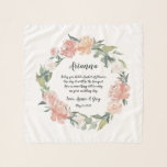 Blumengedicht im Sommer Schal<br><div class="desc">Geben Sie Ihrem Blume dieses Chiffontuch mit süßem Kiefer, das ihren Namen, Ihre Namen und ein liebenswertes Gedicht enthält, umgeben von einem Kranz aus rosa und pfirsichfarbenen Blume, die zu unserer Blumensuite im Mittelsommer passen. Gedicht heißt: "Heute halten Sie einen Korb von Blume, eines Tages wird es der Strauß. Hier...</div>