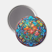 Blumengefälschtes-Buntglas Magnet (Vorderseite/Rückseite)
