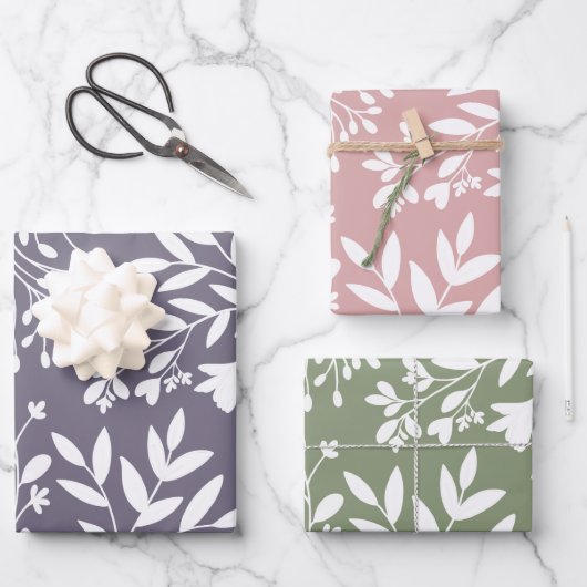 Blumengefilde Träume Botanische Silhouetten Geschenkpapier Set (Vorderseite)