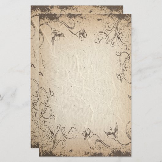 Blumengeflecht Antiquitätengeschirr Briefpapier (Vorne/Hinten)