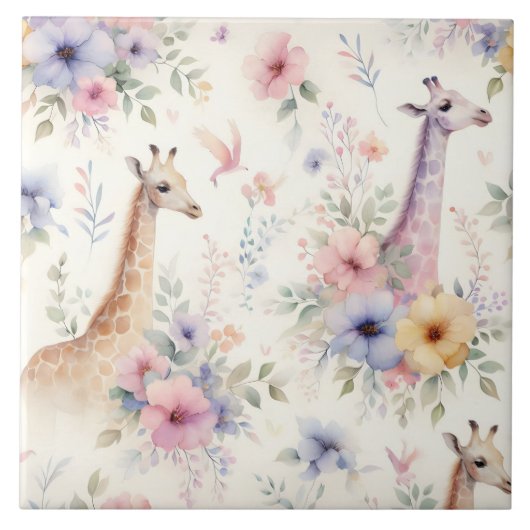 Blumengeflecht Giraffe Fliesendesign Fliese (Vorderseite)