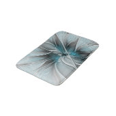 Blumengeflecht Moderne Abstrakte Blume Blau Grau Badematte (Schrägansicht)