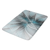 Blumengeflecht Moderne Abstrakte Blume Blau Grau Badematte (Schrägansicht)