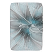 Blumengeflecht Moderne Abstrakte Blume Blau Grau Badematte (Vorderseite Vertikal)