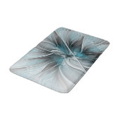 Blumengeflecht Moderne Abstrakte Blume Blau Grau Badematte (Schrägansicht)