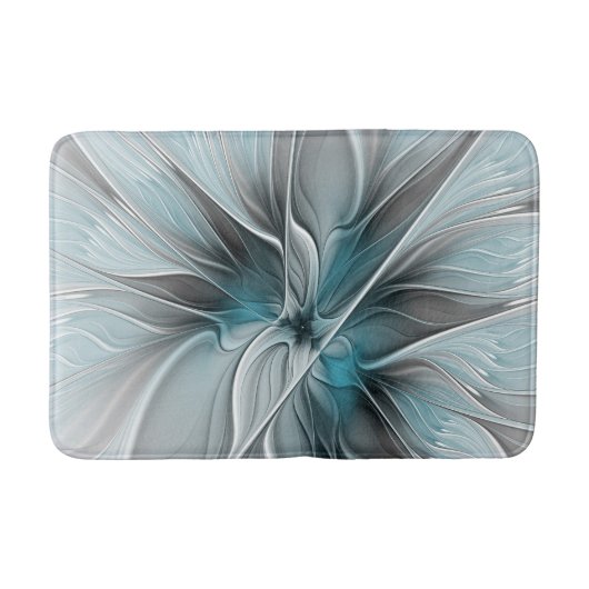 Blumengeflecht Moderne Abstrakte Blume Blau Grau Badematte (Vorderseite)